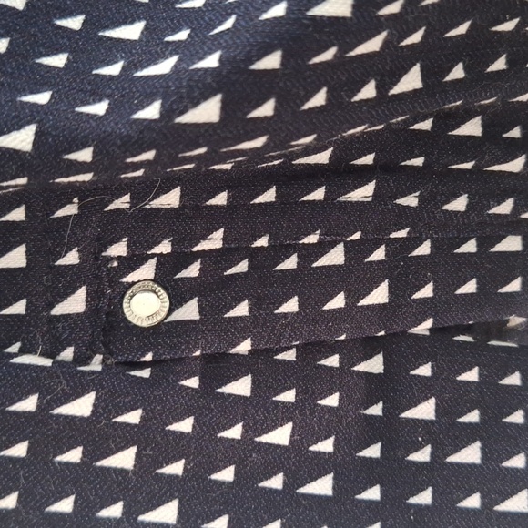 Cute navy and white knit slacks with slits and silver button at the bott… - Picture 3 of 6